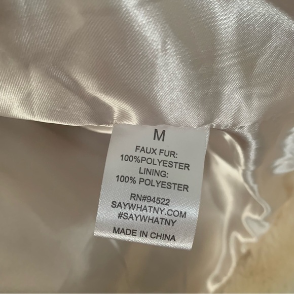 Say What? - Size Medium Tan Faux Fur Hooded Zip Front Jacket / Coat - Picture 8 of 9